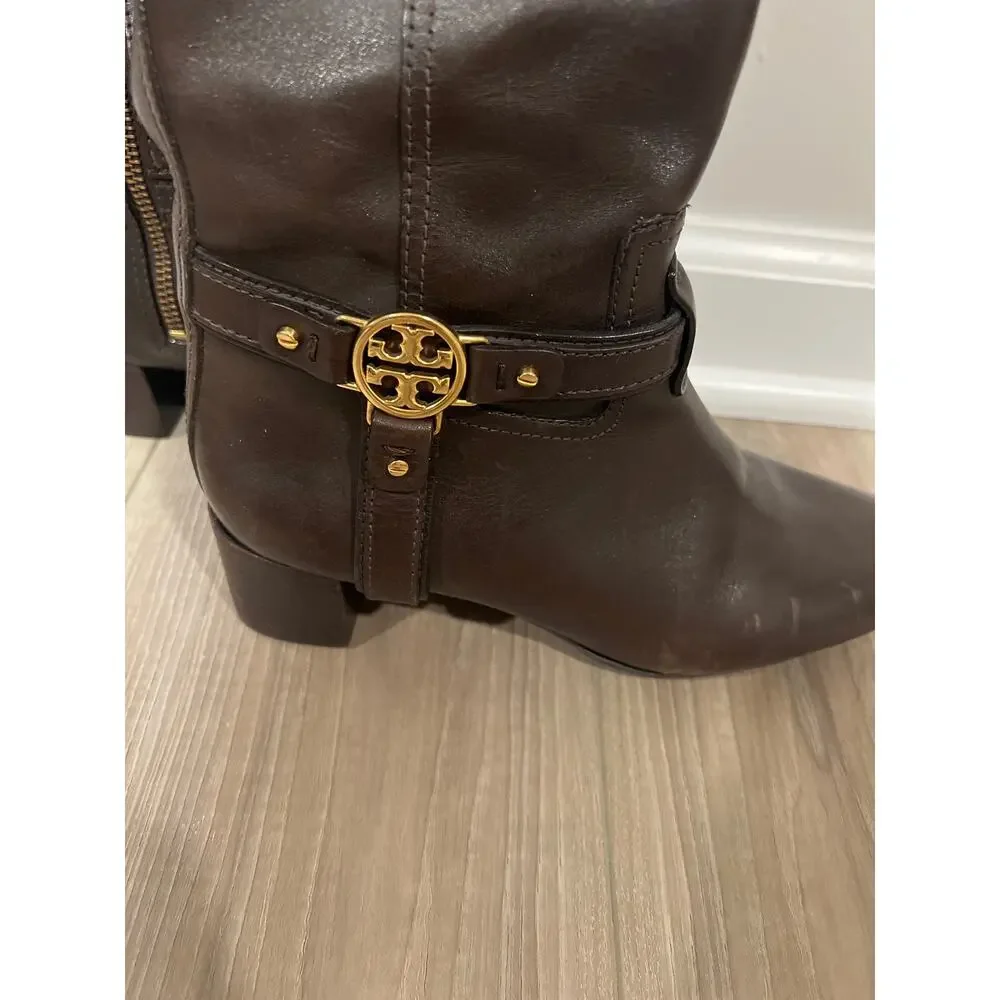 Tory Burch‎ Leather Riding Boots, Brown, Size 7M, KB243 - Picture 3 of 7